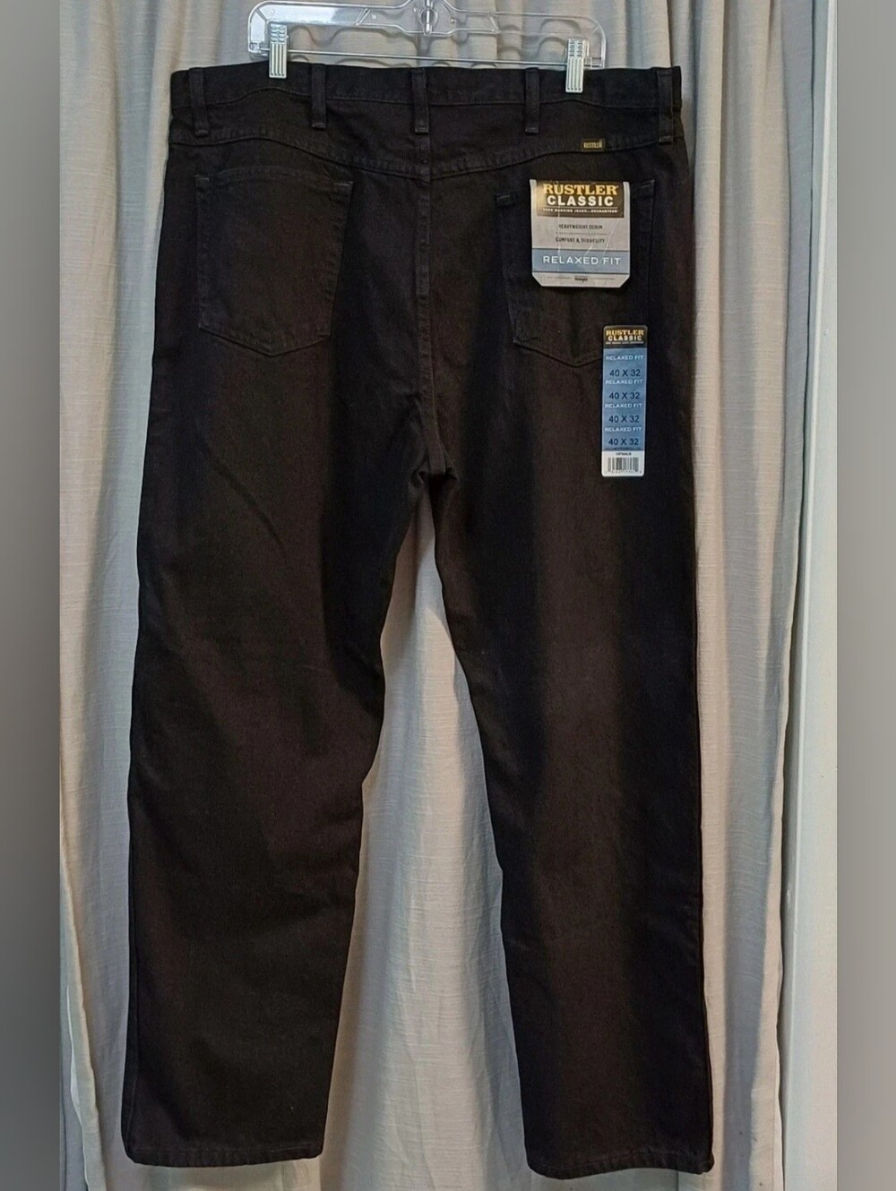 NWT Rustler Classic Men's Relaxed Fit Black Jeans 40x32